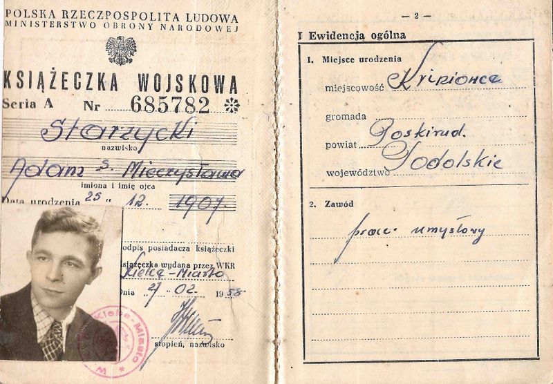 Plik:Książeczka wojskowa Adam Starzycki.jpg